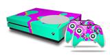 WraptorSkinz Decal Skin Wrap Set works with 2016 and newer XBOX One S Console and 2 Controllers Drip Teal Pink Yellow