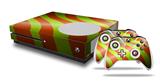 WraptorSkinz Decal Skin Wrap Set works with 2016 and newer XBOX One S Console and 2 Controllers Two Tone Waves Neon Green Orange