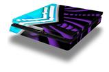 Vinyl Decal Skin Wrap compatible with Sony PlayStation 4 Slim Console Black Waves Neon Teal Purple (PS4 NOT INCLUDED)