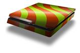 Vinyl Decal Skin Wrap compatible with Sony PlayStation 4 Slim Console Two Tone Waves Neon Green Orange (PS4 NOT INCLUDED)