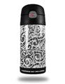 Skin Decal Wrap for Thermos Funtainer 12oz Bottle Folder Doodles White (BOTTLE NOT INCLUDED) by WraptorSkinz