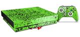 Skin Wrap for XBOX One X Console and Controller Folder Doodles Neon Green