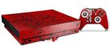 Skin Wrap for XBOX One X Console and Controller Folder Doodles Red