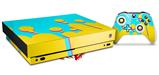 Skin Wrap for XBOX One X Console and Controller Drip Yellow Teal Pink