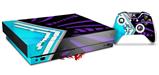 Skin Wrap for XBOX One X Console and Controller Black Waves Neon Teal Purple