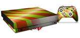 Skin Wrap for XBOX One X Console and Controller Two Tone Waves Neon Green Orange