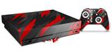 Skin Wrap for XBOX One X Console and Controller Jagged Camo Red