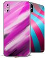 2 Decal style Skin Wraps set for Apple iPhone X and XS Paint Blend Hot Pink