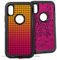 2x Decal style Skin Wrap Set compatible with Otterbox Defender iPhone X and Xs Case - Faded Dots Hot Pink Orange (CASE NOT INCLUDED)