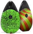 Skin Decal Wrap 2 Pack compatible with Suorin Drop Folder Doodles Neon Green VAPE NOT INCLUDED