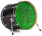 Decal Skin works with most 24" Bass Kick Drum Heads Folder Doodles Green - DRUM HEAD NOT INCLUDED