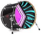 Decal Skin works with most 24" Bass Kick Drum Heads Black Waves Neon Teal Hot Pink - DRUM HEAD NOT INCLUDED