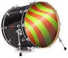 Decal Skin works with most 24" Bass Kick Drum Heads Two Tone Waves Neon Green Orange - DRUM HEAD NOT INCLUDED