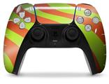 WraptorSkinz Skin Wrap compatible with the Sony PS5 DualSense Controller Two Tone Waves Neon Green Orange (CONTROLLER NOT INCLUDED)