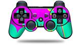 Sony PS3 Controller Decal Style Skin - Drip Teal Pink Yellow (CONTROLLER NOT INCLUDED)