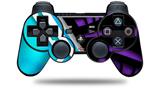 Sony PS3 Controller Decal Style Skin - Black Waves Neon Teal Purple (CONTROLLER NOT INCLUDED)
