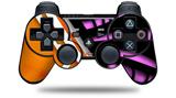 Sony PS3 Controller Decal Style Skin - Black Waves Orange Hot Pink (CONTROLLER NOT INCLUDED)