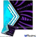 Decal Skin compatible with Sony PS3 Slim Black Waves Neon Teal Purple