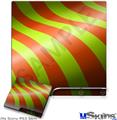 Decal Skin compatible with Sony PS3 Slim Two Tone Waves Neon Green Orange