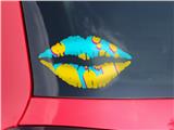 Lips Decal 9x5.5 Drip Yellow Teal Pink