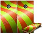 Cornhole Game Board Vinyl Skin Wrap Kit - Premium Laminated - Two Tone Waves Neon Green Orange fits 24x48 game boards (GAMEBOARDS NOT INCLUDED)
