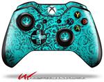 Decal Skin Wrap fits Microsoft XBOX One Wireless Controller Folder Doodles Neon Teal