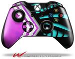 Decal Skin Wrap fits Microsoft XBOX One Wireless Controller Black Waves Neon Teal Hot Pink