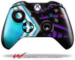 Decal Skin Wrap fits Microsoft XBOX One Wireless Controller Black Waves Neon Teal Purple