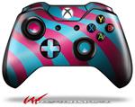 Decal Skin Wrap fits Microsoft XBOX One Wireless Controller Two Tone Waves Neon Teal Hot Pink