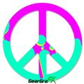 Drip Teal Pink Yellow - Peace Sign Car Window Decal 6 x 6 inches