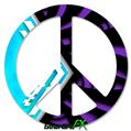 Black Waves Neon Teal Purple - Peace Sign Car Window Decal 6 x 6 inches