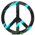 Jagged Camo Neon Teal - Peace Sign Car Window Decal 6 x 6 inches
