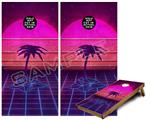 Cornhole Game Board Vinyl Skin Wrap Kit - Synth Beach fits 24x48 game boards (GAMEBOARDS NOT INCLUDED)