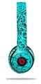 Skin Decal Wrap compatible with Beats Solo 2 WIRED Headphones Folder Doodles Neon Teal (HEADPHONES NOT INCLUDED)