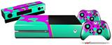 Drip Teal Pink Yellow - Holiday Bundle Decal Style Skin fits XBOX One Console Original, Kinect and 2 Controllers (XBOX SYSTEM NOT INCLUDED)