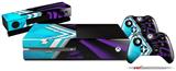 Black Waves Neon Teal Purple - Holiday Bundle Decal Style Skin fits XBOX One Console Original, Kinect and 2 Controllers (XBOX SYSTEM NOT INCLUDED)