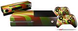 Two Tone Waves Neon Green Orange - Holiday Bundle Decal Style Skin fits XBOX One Console Original, Kinect and 2 Controllers (XBOX SYSTEM NOT INCLUDED)
