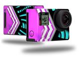 Black Waves Neon Teal Hot Pink - Decal Style Skin fits GoPro Hero 4 Black Camera (GOPRO SOLD SEPARATELY)