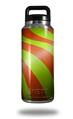 Skin Decal Wrap for Yeti Rambler Bottle 36oz Two Tone Waves Neon Green Orange (YETI NOT INCLUDED)