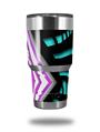WraptorSkinz Skin Wrap compatible with RTIC 30oz ORIGINAL 2017 AND OLDER Tumblers Black Waves Neon Teal Hot Pink (TUMBLER NOT INCLUDED)