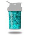 Decal Style Skin Wrap works with Blender Bottle 22oz ProStak Folder Doodles Neon Teal (BOTTLE NOT INCLUDED)