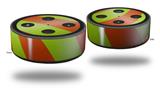 Skin Wrap Decal Set 2 Pack for Amazon Echo Dot 2 - Two Tone Waves Neon Green Orange (2nd Generation ONLY - Echo NOT INCLUDED)