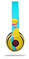 WraptorSkinz Skin Decal Wrap compatible with Beats Solo 2 and Solo 3 Wireless Headphones Drip Yellow Teal Pink (HEADPHONES NOT INCLUDED)