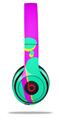 WraptorSkinz Skin Decal Wrap compatible with Beats Solo 2 and Solo 3 Wireless Headphones Drip Teal Pink Yellow (HEADPHONES NOT INCLUDED)
