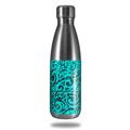 Skin Decal Wrap for RTIC Water Bottle 17oz Folder Doodles Neon Teal (BOTTLE NOT INCLUDED)