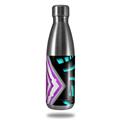 Skin Decal Wrap for RTIC Water Bottle 17oz Black Waves Neon Teal Hot Pink (BOTTLE NOT INCLUDED)