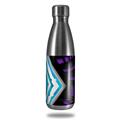 Skin Decal Wrap for RTIC Water Bottle 17oz Black Waves Neon Teal Purple (BOTTLE NOT INCLUDED)