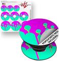 Decal Style Vinyl Skin Wrap 3 Pack for PopSockets Drip Teal Pink Yellow (POPSOCKET NOT INCLUDED)