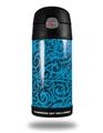 Skin Decal Wrap for Thermos Funtainer 12oz Bottle Folder Doodles Blue Medium (BOTTLE NOT INCLUDED) by WraptorSkinz