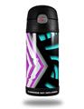 Skin Decal Wrap for Thermos Funtainer 12oz Bottle Black Waves Neon Teal Hot Pink (BOTTLE NOT INCLUDED) by WraptorSkinz